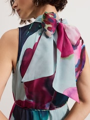 Phase Eight Blue Tahnia Floral Print Sequin Dress - Image 6 of 7