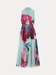 Phase Eight Blue Tahnia Floral Print Sequin Dress - Image 7 of 7