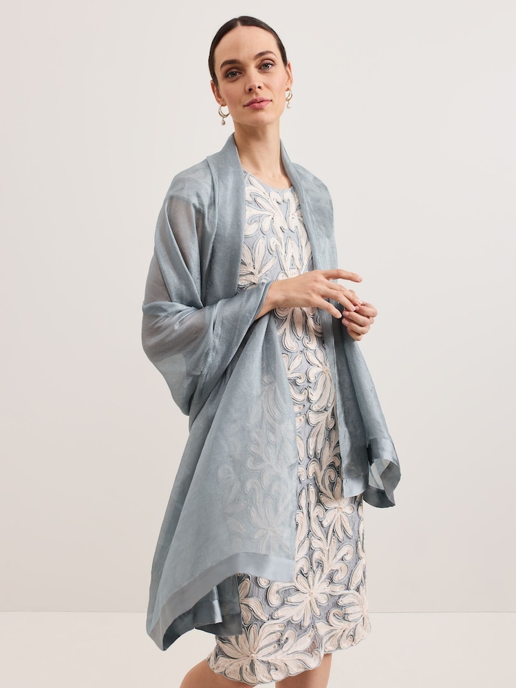 Phase Eight Grey Satin Trim Scarf - Image 1 of 5