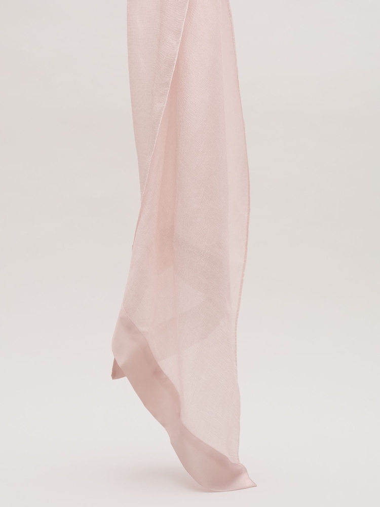 Phase Eight Pink Satin Trim Scarf - Image 2 of 5