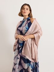 Phase Eight Pink Satin Trim Scarf - Image 5 of 5