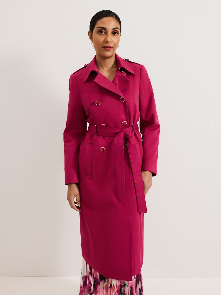 Phase Eight Pink Cheryl Petite Trench Coat - Image 1 of 7