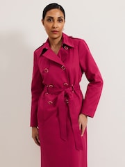 Phase Eight Pink Cheryl Petite Trench Coat - Image 6 of 7