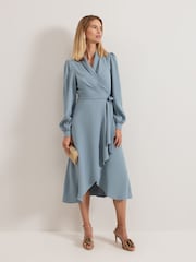 Phase Eight Blue Phillippa Wrap Midi Dress - Image 1 of 7