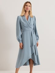 Phase Eight Blue Phillippa Wrap Midi Dress - Image 3 of 7