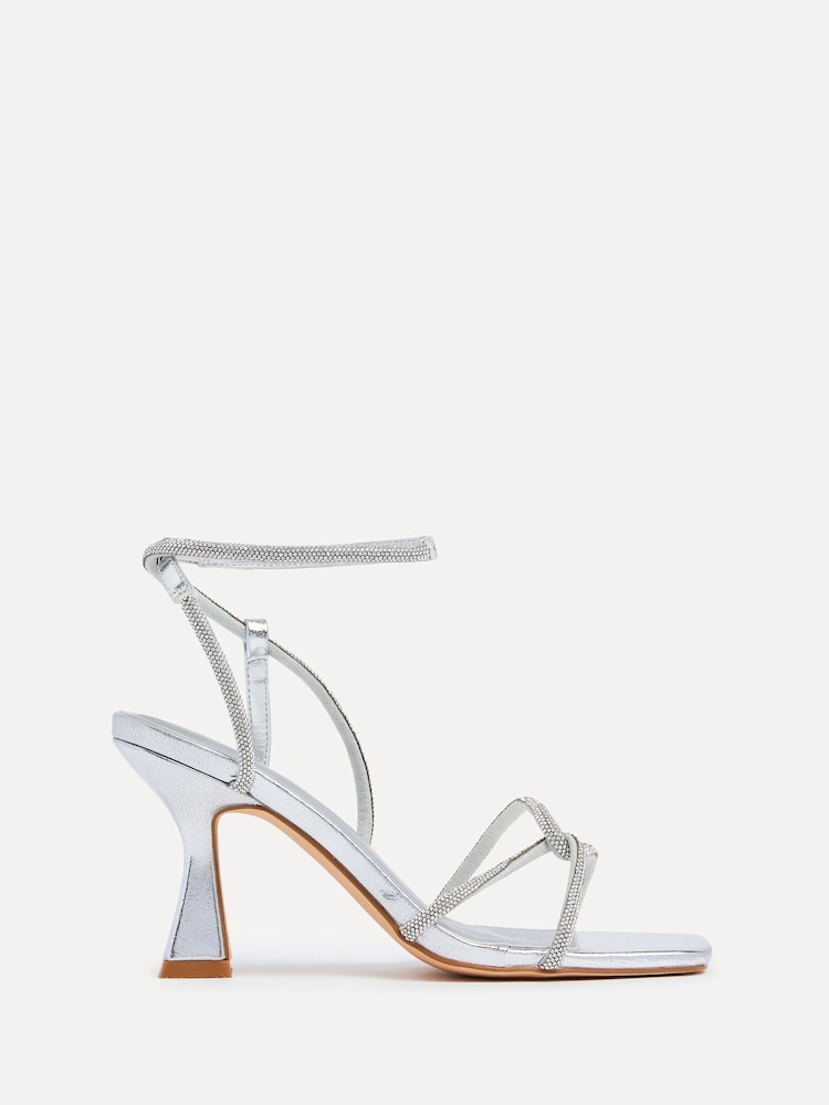 Linzi Silver Entice Diamante Embellished Strappy Heeled Sandals - Image 2 of 5