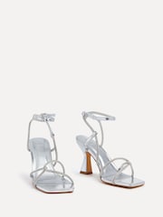 Linzi Silver Entice Diamante Embellished Strappy Heeled Sandals - Image 3 of 5