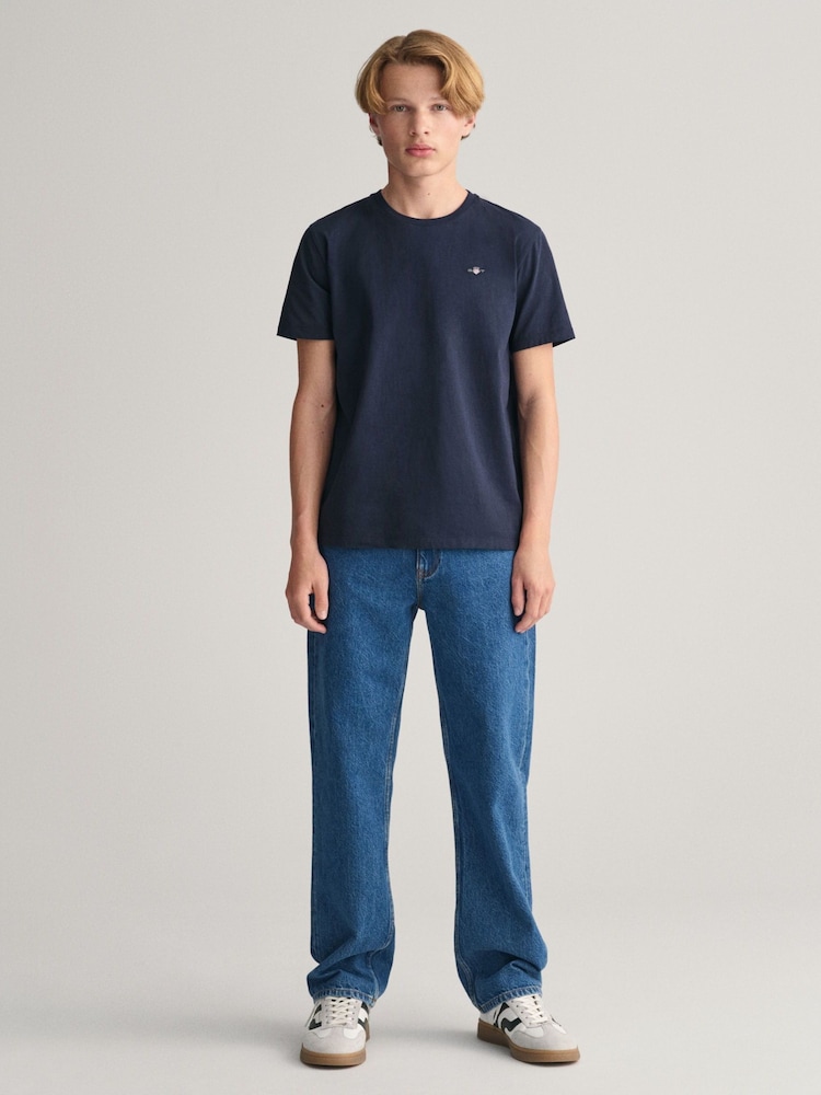 GANT Blue Kids Shield Crew Neck Cotton T-Shirt - Image 3 of 5