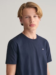 GANT Blue Kids Shield Crew Neck Cotton T-Shirt - Image 4 of 5