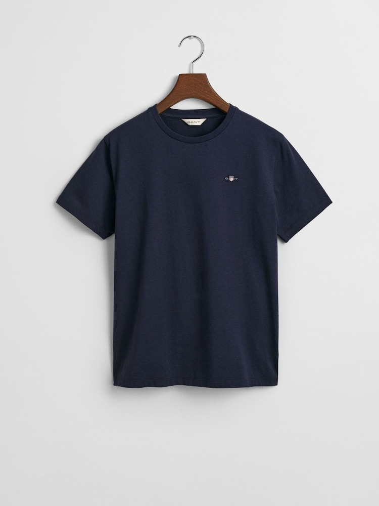 GANT Blue Kids Shield Crew Neck Cotton T-Shirt - Image 5 of 5