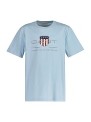 Голубой - GANT Shield Short Sleeve T-Shirt - Изображение 1 из 3