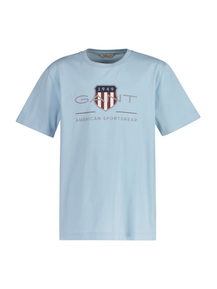 Голубой - GANT Shield Short Sleeve T-Shirt - Изображение 1 из 3