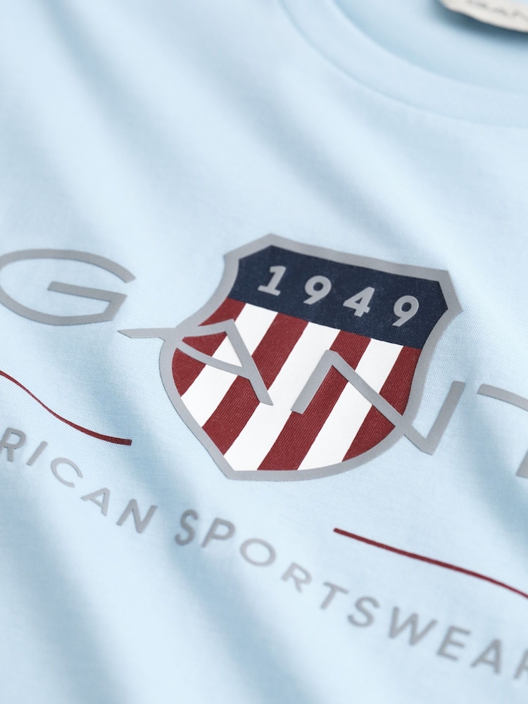 GANT Light Blue Shield Short Sleeve T-Shirt - Image 3 of 3 GANT Light Blue Shield Short Sleeve T-Shirt - Image 3 of 3