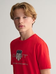 Розовый - GANT Archive Shield Teens T-Shirt - Изображение 4 из 5