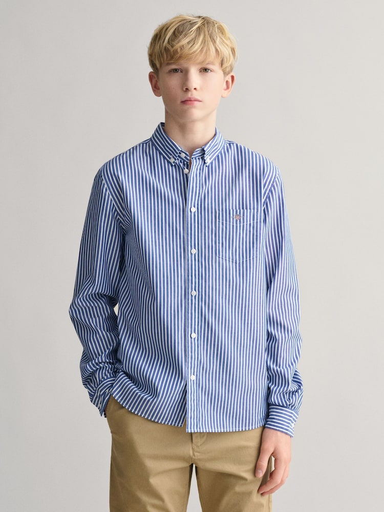 GANT Blue Striped Shield 100% Cotton Shirt - Image 1 of 5