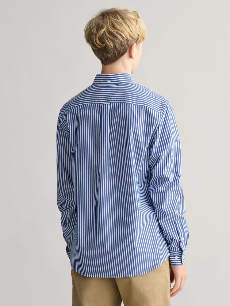 GANT Blue Striped Shield 100% Cotton Shirt - Image 2 of 5