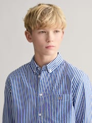 GANT Blue Striped Shield 100% Cotton Shirt - Image 4 of 5