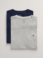 Grau - GANT Crew Neck 100% Cotton T-Shirts 2 Pack - Bild 1 von 4
