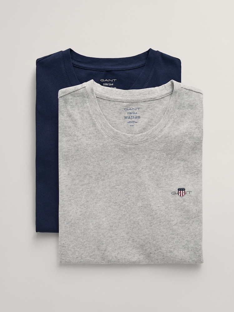 Grau - GANT Crew Neck 100% Cotton T-Shirts 2 Pack - Bild 1 von 4