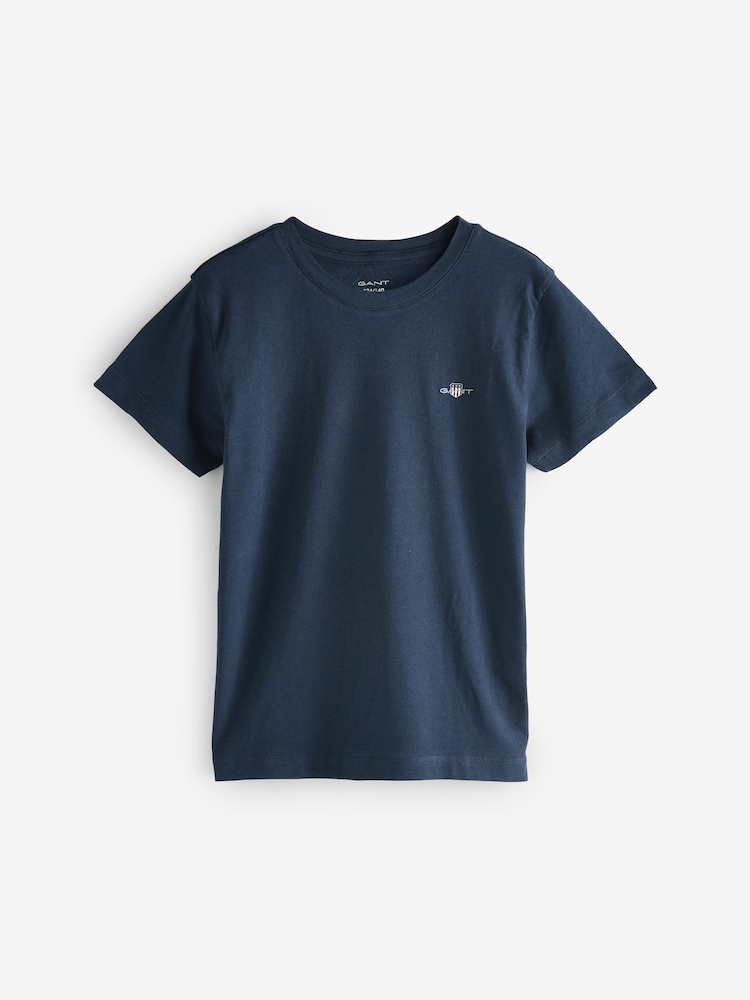 GANT Navy Crew Neck 100% Cotton T-Shirts 2 Pack - Image 2 of 3