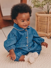 Blue Baby Denim Romper (0mths-2yrs) - Image 1 of 9