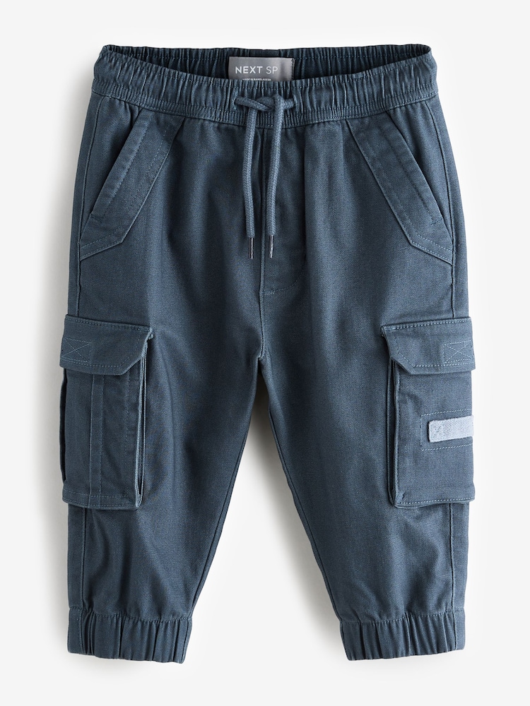 Blue Navy Cuffed Pull On Cargo Trousers - Image 1 of 1