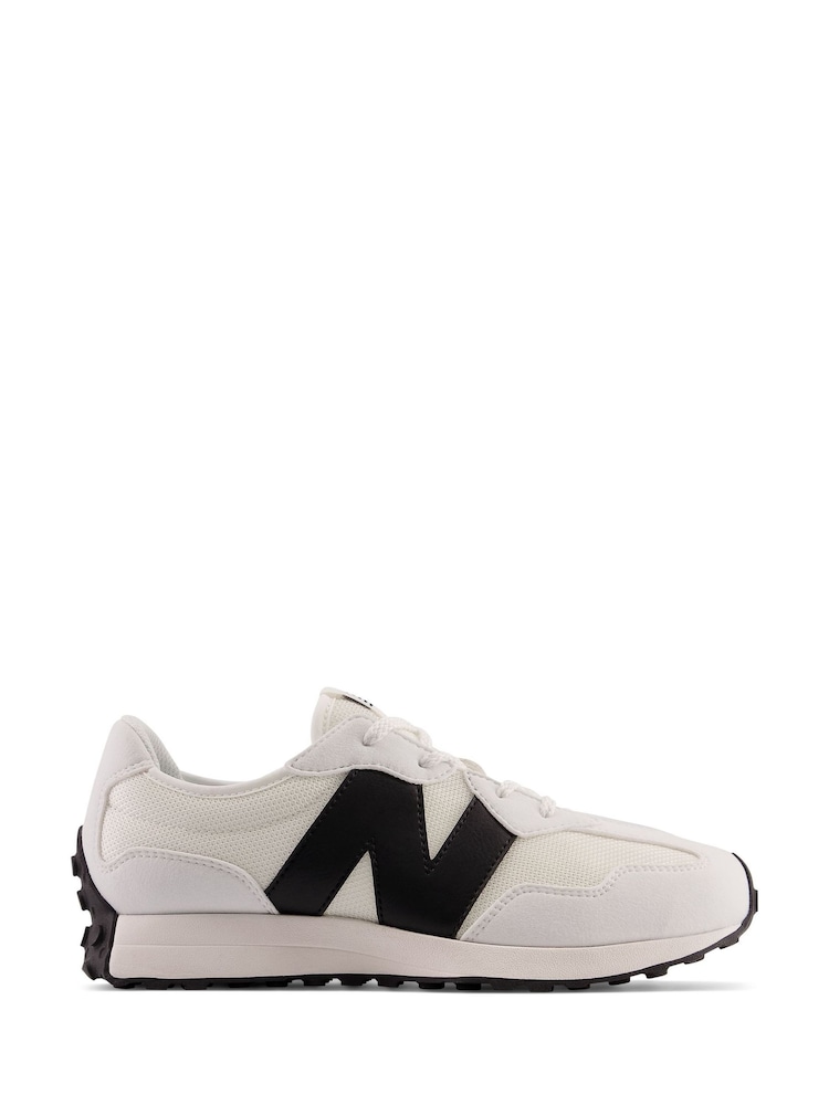New Balance White/Black Boys 327 Trainers - Image 1 of 10