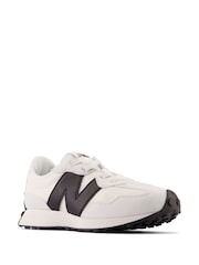 New Balance White/Black Boys 327 Trainers - Image 6 of 11