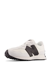 New Balance White/Black Boys 327 Trainers - Image 8 of 11