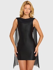 Oh Polly Black Draped Mini Dress - Image 4 of 5