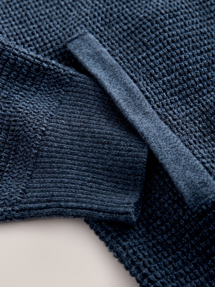 modra - Pletena jopica z zadrgo v standardnem kroju iz 100% bombaža - Slika 8 iz 8