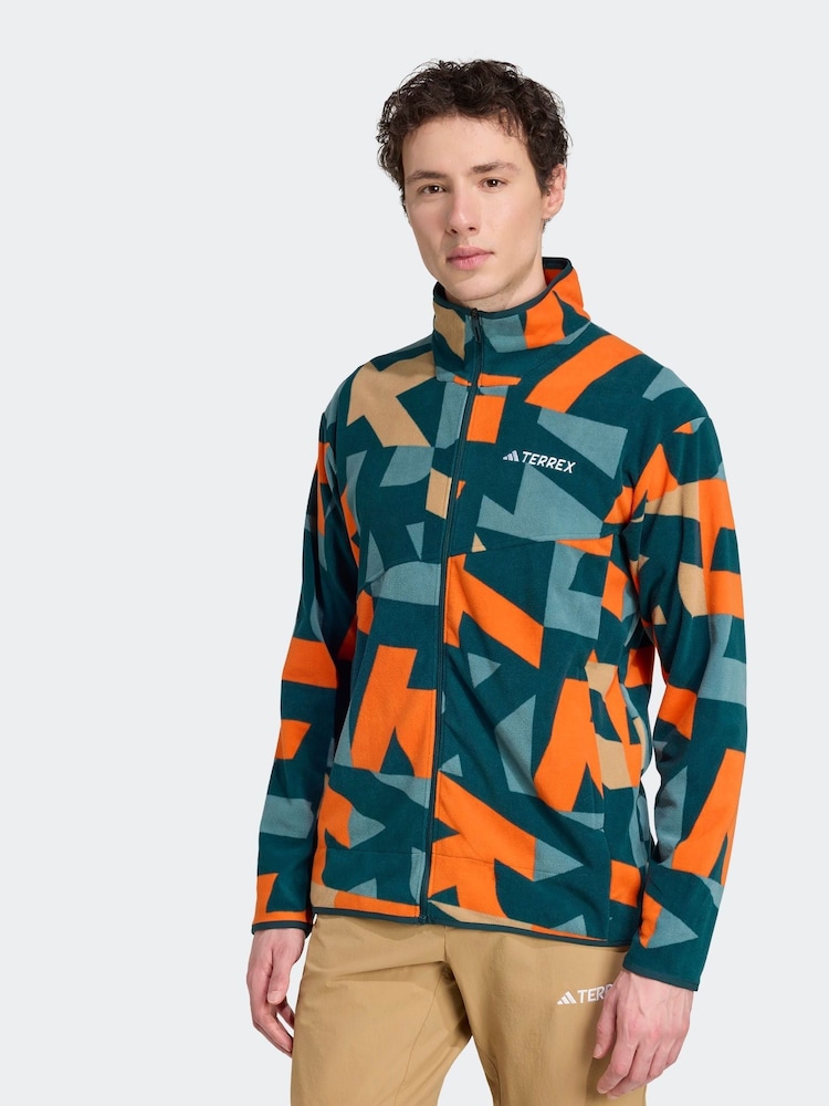 adidas Green Terrex Printed Full Zip Fleece Jacket - Image 1 of 6