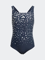 adidas Blue Glitter V-back Kids Swimsuit - Image 1 of 5