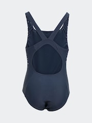 adidas Blue Glitter V-back Kids Swimsuit - Image 2 of 5