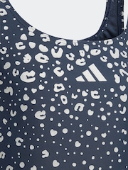 adidas Blue Glitter V-back Kids Swimsuit - Image 3 of 5