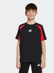 adidas Black/Red Seasonal Essentials Colorblock T-Shirt Kids - Image 1 of 5