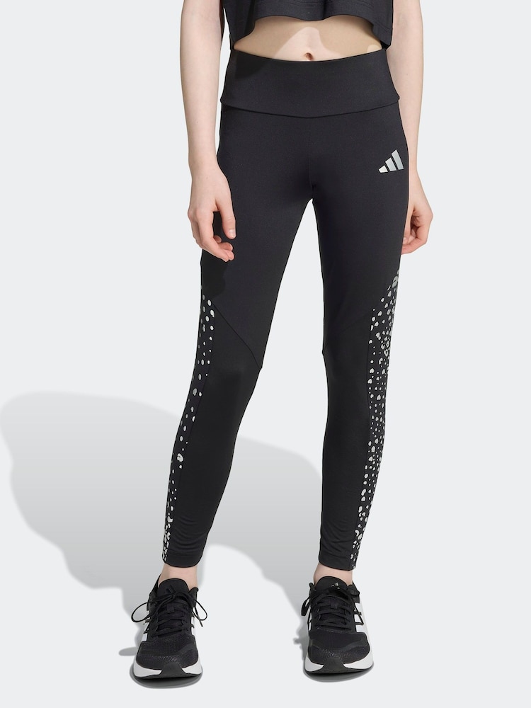 adidas Black Training Essentials Glam Print Leggings Kids - Image 1 of 6