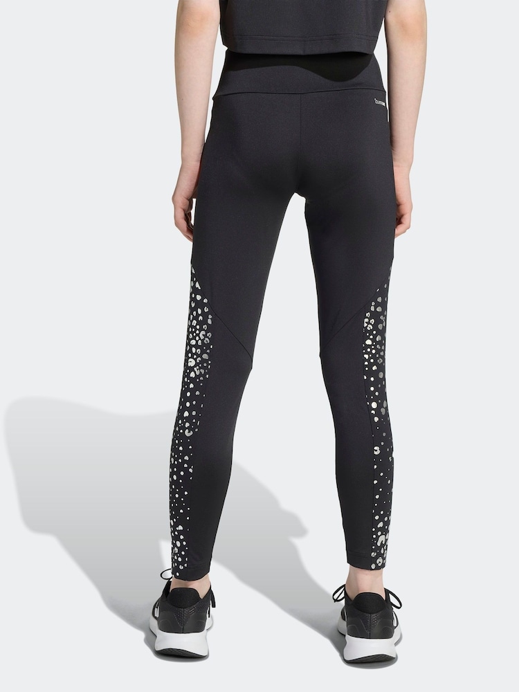 adidas Black Training Essentials Glam Print Leggings Kids - Image 2 of 6