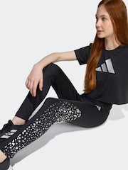 adidas Black Training Essentials Glam Print Leggings Kids - Image 4 of 6