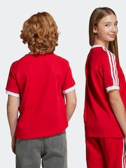 adidas Originals Red Adicolor 3-Stripes Kids T-Shirt - Image 2 of 8