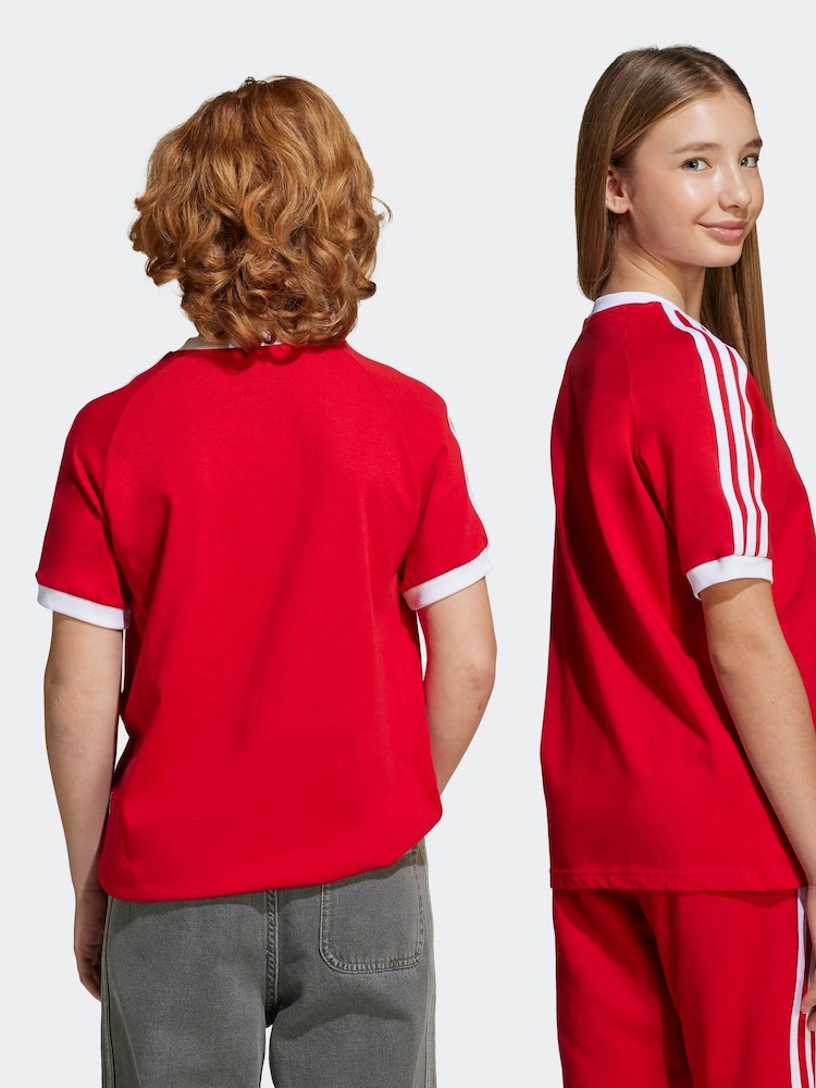 adidas Originals Red Adicolor 3-Stripes Kids T-Shirt - Image 2 of 8