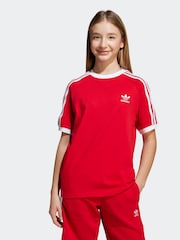 adidas Originals Red Adicolor 3-Stripes Kids T-Shirt - Image 3 of 8