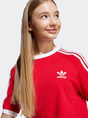 adidas Originals Red Adicolor 3-Stripes Kids T-Shirt - Image 6 of 8