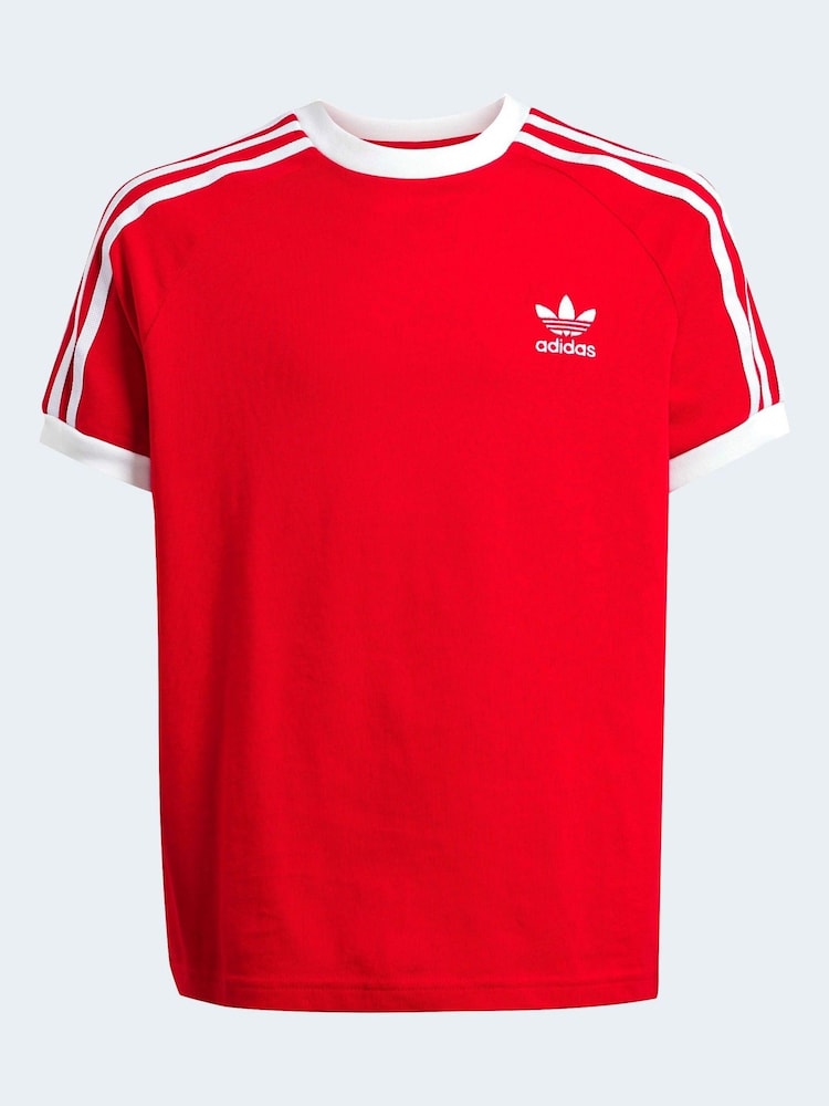 adidas Originals Red Adicolor 3-Stripes Kids T-Shirt - Image 8 of 8