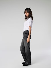 ONLY Black 100% Cotton Mid Waist Straight Leg Jeans - Image 1 of 3