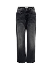 ONLY Black 100% Cotton Mid Waist Straight Leg Jeans - Image 2 of 3
