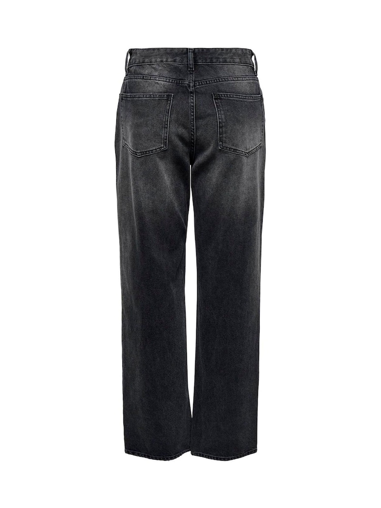 ONLY Black 100% Cotton Mid Waist Straight Leg Jeans - Image 3 of 3