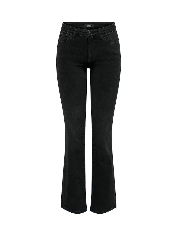 ONLY Black Mid Waist Flared Jeans With Comfort Stretch - Image 2 of 3 ONLY Black Mid Waist Flared Jeans With Comfort Stretch - Image 2 of 3