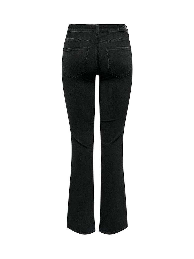 ONLY Black Mid Waist Flared Jeans With Comfort Stretch - Image 3 of 3