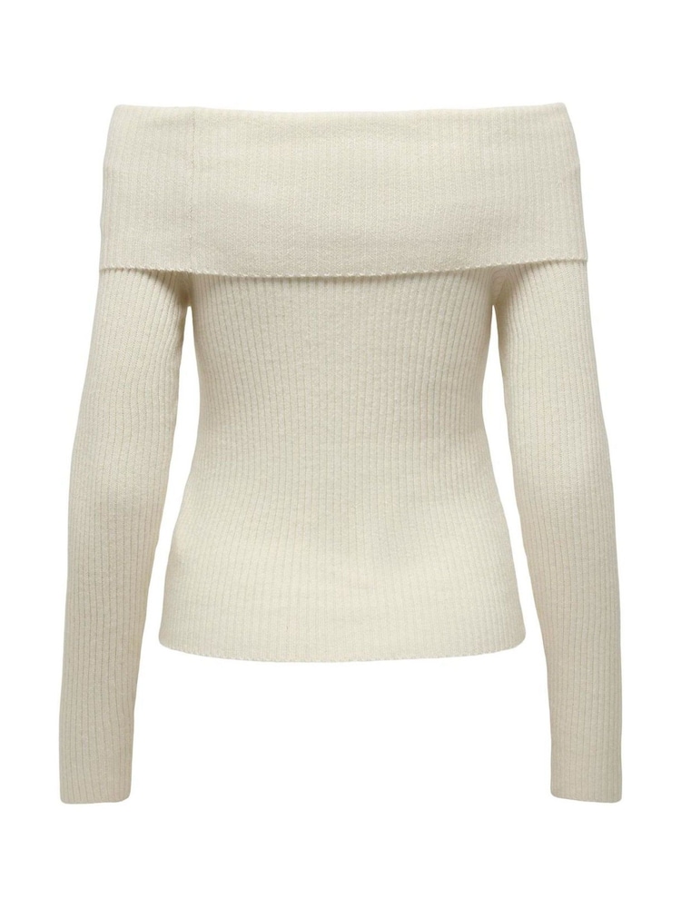 Creme - Only Bardot de malha canelada Jumper - Imagem 6 de 6
